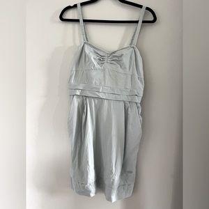 Aritzia Wilfred light blue chambray lyocell linen sweetheart strappy minidress 8